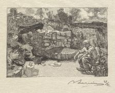 Fontainebleau Forest: Quarryman's Lodge (La Forêt de Fontainebleau: Une loge de carrier), 1890. Creator: Auguste Louis Lepère (French, 1849-1918); A. Desmoulins, Published in Revue Illustrée, 1887-90
