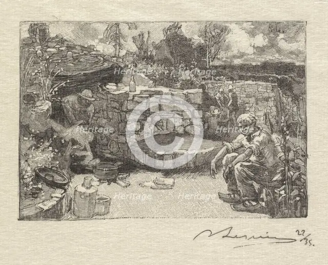 Fontainebleau Forest: Quarryman's Lodge (La Forêt de Fontainebleau: Une loge de carrier), 1890. Creator: Auguste Louis Lepère (French, 1849-1918); A. Desmoulins, Published in Revue Illustrée, 1887-90.