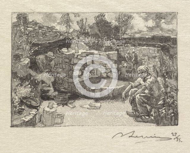 Fontainebleau Forest: Quarryman's Lodge (La Forêt de Fontainebleau: Une loge de carrier), 1890. Creator: Auguste Louis Lepère (French, 1849-1918); A. Desmoulins, Published in Revue Illustrée, 1887-90.