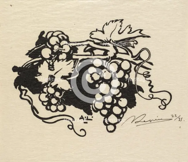 Fontainebleau Forest: Tailpiece, Grapes (La Forêt de Fontainebleau: Cul-de-lampe), 1890. Creator: Auguste Louis Lepère (French, 1849-1918); A. Desmoulins, Published in Revue Illustrée, 1887-90.
