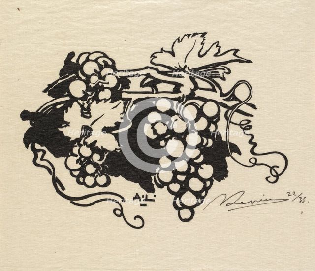 Fontainebleau Forest: Tailpiece, Grapes (La Forêt de Fontainebleau: Cul-de-lampe), 1890. Creator: Auguste Louis Lepère (French, 1849-1918); A. Desmoulins, Published in Revue Illustrée, 1887-90.