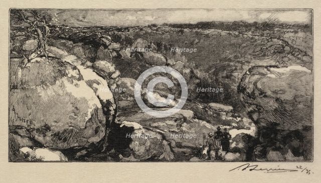 Fontainebleau Forest: The Cirque of Long-Rocher (La Forêt de Fontainebleau..., published 1908. Creator: Auguste Louis Lepère (French, 1849-1918); A. Desmoulins, Published in Revue Illustrée, 1887-90.