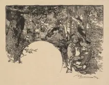 Fontainebleau Forest: The Painters (La Forêt de Fontainebleau: Les Peintres), 1890. Creator: Auguste Louis Lepère (French, 1849-1918); A. Desmoulins, Published in Revue Illustrée, 1887-90
