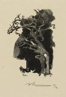 Fontainebleau Forest: The Raging One (La Forêt de Fontainebleau: Le rageur), 1890. Creator: Auguste Louis Lepère (French, 1849-1918); A. Desmoulins, Published in Revue Illustrée, 1887-90