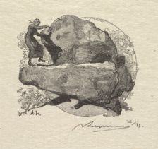 Fontainebleau Forest: The Trembling Rock (La Forêt de Fontainebleau: La roche qui tremble), 1890. Creator: Auguste Louis Lepère (French, 1849-1918); A. Desmoulins, Published in Revue Illustrée, 1887-90