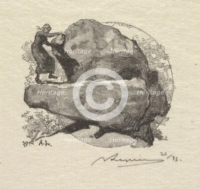 Fontainebleau Forest: The Trembling Rock (La Forêt de Fontainebleau: La roche qui tremble), 1890. Creator: Auguste Louis Lepère (French, 1849-1918); A. Desmoulins, Published in Revue Illustrée, 1887-90.