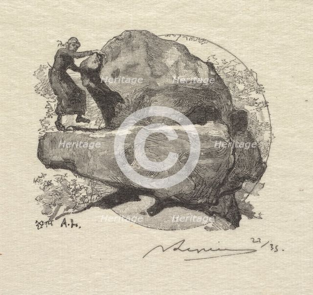 Fontainebleau Forest: The Trembling Rock (La Forêt de Fontainebleau: La roche qui tremble), 1890. Creator: Auguste Louis Lepère (French, 1849-1918); A. Desmoulins, Published in Revue Illustrée, 1887-90.