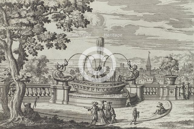 Fontana di Belvedere á Frascati..., 1691 or after. Creator: Giovanni Battista Falda.