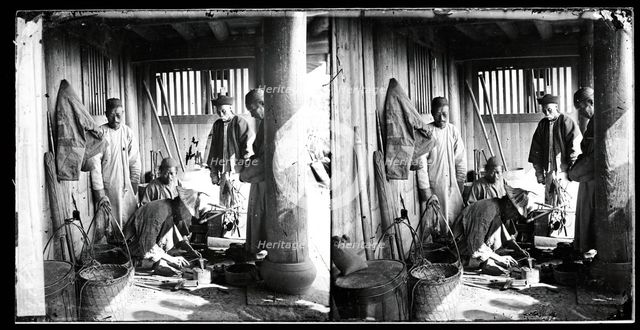 Foochow (Fuzhou), Fukien province, China: a coppersmith at work in his shop, 1871. Creator: John Thomson.