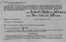 Food Administration, U.S. Certificate, 1917. Creator: Harris & Ewing