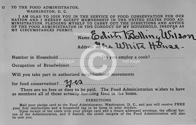 Food Administration, U.S. Certificate, 1917. Creator: Harris & Ewing.