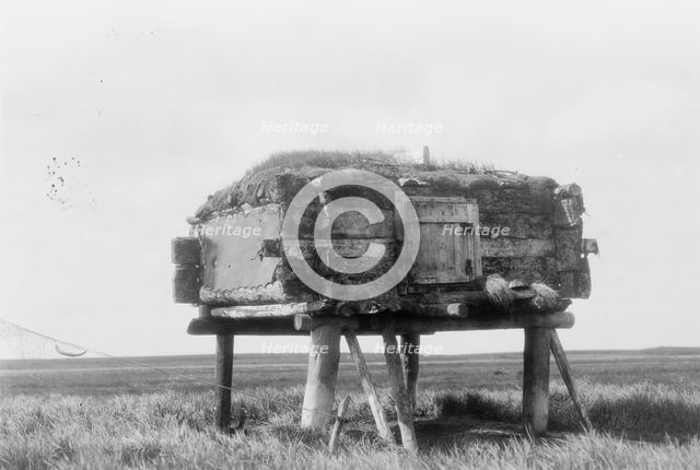 Food caches, Hooper Bay, Alaska, c1929. Creator: Edward Sheriff Curtis.