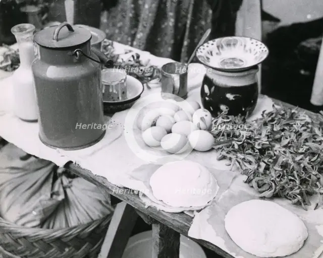 Food for sale at the market, Zagreb, Croatia, Yugoslavia, 1939.  Creator: Unknown.