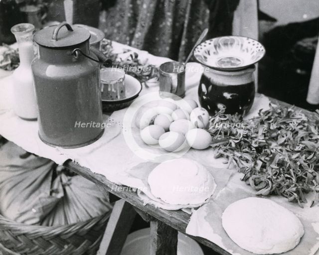 Food for sale at the market, Zagreb, Croatia, Yugoslavia, 1939.  Creator: Unknown.