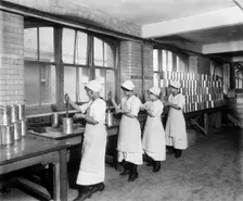Food production, J Lyons & Co Ltd, Cadby Hall food factory, Hammersmith Road, London, October 1918. Artist: Adolph Augustus Boucher