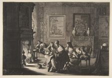 Foolish Virgins Sleeping (Les Vierges folles sommolent en attendant l'arrivée de l'épo..., ca. 1635. Creator: Abraham Bosse