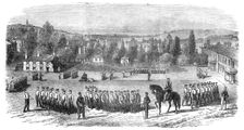 Foot Guards at Squad Drill, at the St. John's Wood Barracks, 1854. Creator: Unknown