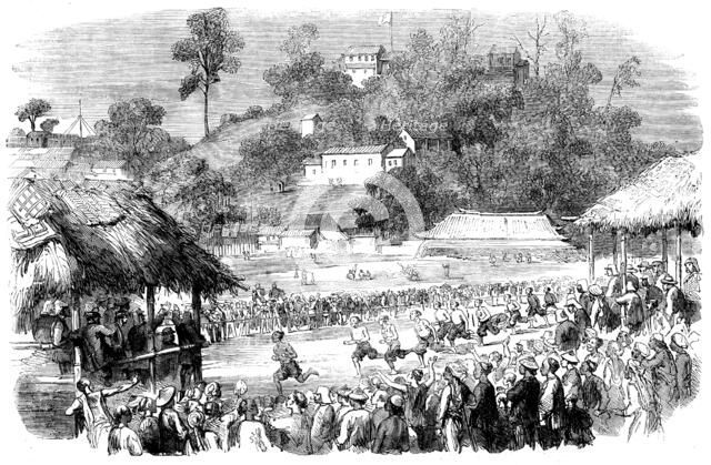 Foot-race at Canton by Coolies of the Military Train - sketched by our special artist and..., 1858. Creator: Unknown.