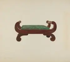 Foot Stool - Mahogany with Horse Hair Covering, c. 1939. Creator: Magnus S. Fossum