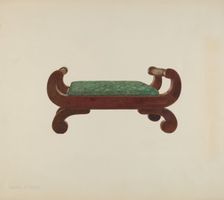 Foot Stool - Mahogany with Horse Hair Covering, c. 1939. Creator: Magnus S. Fossum