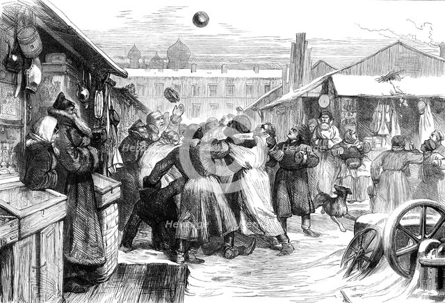 Football in the Jews' Market, St. Petersburg, 1874.  Creator: Unknown.