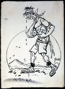 Footballer after a game, satirical drawing, 1920s. Creator: Robert Picarin, José (1870-1940)