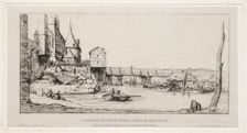 Footbridge Temporarily Replacing the Exchange Bridge,Paris, after the fire of 1621, 1860. Creator: Charles Meryon (French, 1821-1868)
