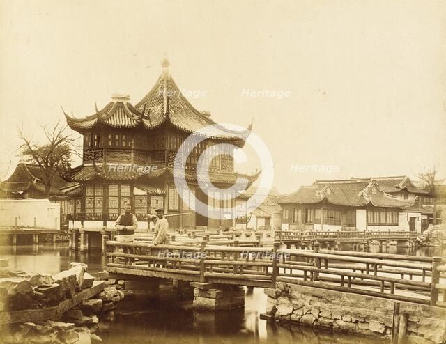 Footbridges and Elaborate Commercial Building, S. China, 1860. Creator: Felice Beato.