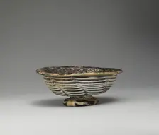 Footed Bowl with Marvered Decoration in White and Turquoise, Syria or Egypt, 12th-14th cent. Creator: Unknown