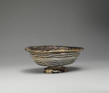 Footed Bowl with Marvered Decoration in White and Turquoise, Syria or Egypt, 12th-14th cent. Creator: Unknown