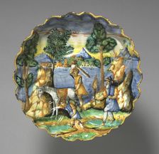 Footed Dish depicting Abraham and Isaac, c. 1525-50. Creator: Unknown