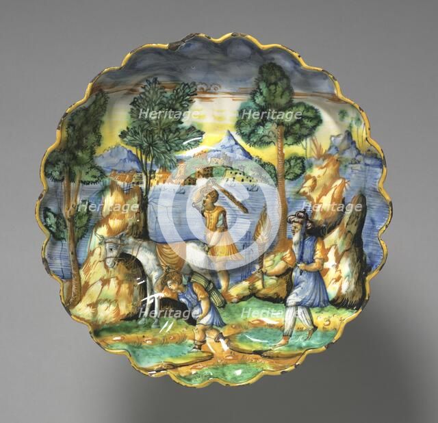 Footed Dish depicting Abraham and Isaac, c. 1525-50. Creator: Unknown.