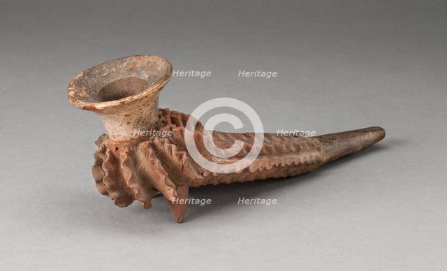 Footed Pipe with Fluted Relief Design, c. 400 B.C. Creator: Unknown.