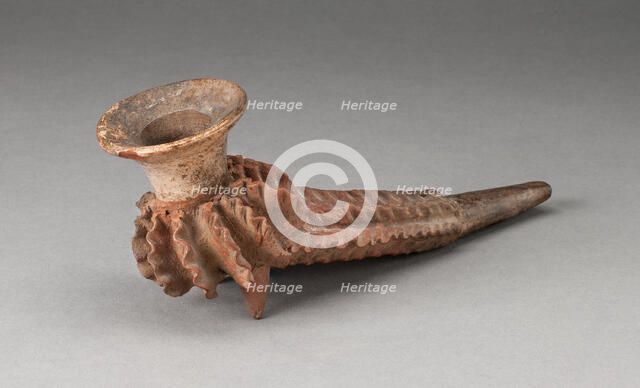 Footed Pipe with Fluted Relief Design, c. 400 B.C. Creator: Unknown.