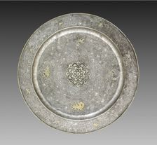 Footed Platter with Design of Mythical Beasts amid Grapevines, 700s. Creator: Unknown