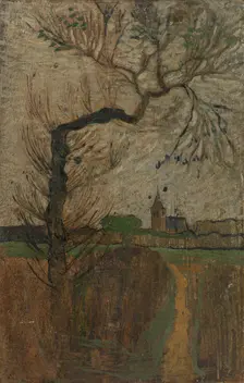 Foothpath with Willow and a Village on the Horizon, 1891. Creator: Richard Roland Holst