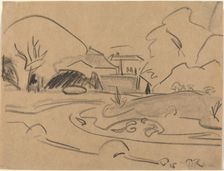 Footpaths and Pavilion in the Dresden Grosser Garten, c. 1909. Creator: Ernst Kirchner