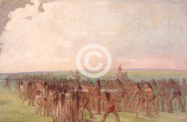 Footrace behind the Mandan Village, 1832-1833. Creator: George Catlin.