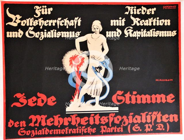 For popular sovereignty and socialism. Social Democratic Party (SPD), 1919. Creator: Kirchbach, Fritz Gottfried (1882-1942).