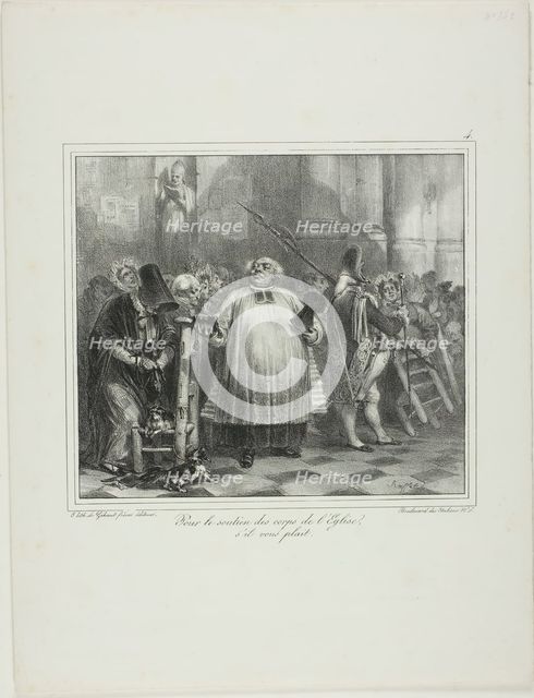 For the Support of the Church Staff, if You Please..., 1831. Creator: Auguste Raffet.