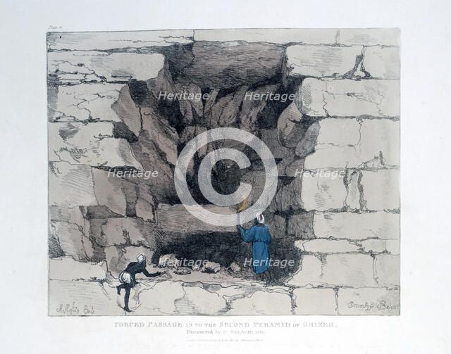 'Forced Passage in the Second Pyramid of Ghizeh', Egypt, 1820. Artist: Agostino Aglio