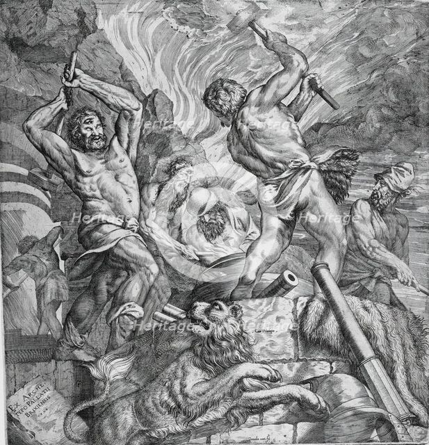 Forge of the Cyclopes, 1572. Creator: Cornelis Cort.