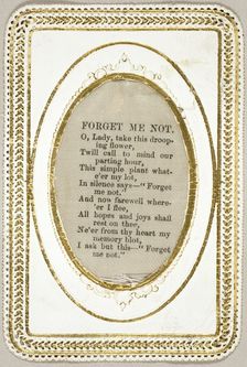 Forget Me Not (valentine), 1860/69. Creator: David Mossman