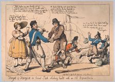 Forget & Forgive, or Honest Jack Shaking Hands with and Old Acquaintance , Se..., September 3, 1799. Creators: Thomas Rowlandson, Rudolph Ackermann