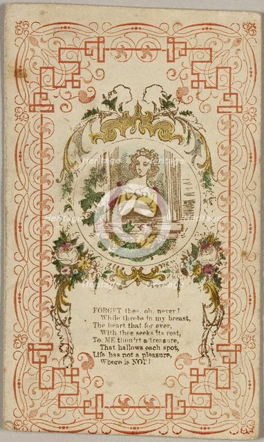 Forget thee, oh. Never! (valentine), 1835/40. Creator: Unknown.