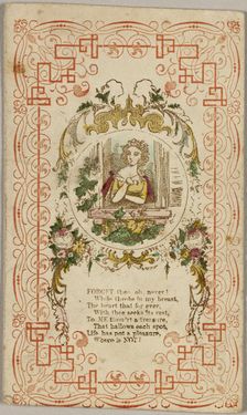 Forget thee, oh. Never! (valentine), 1835/40. Creator: Unknown