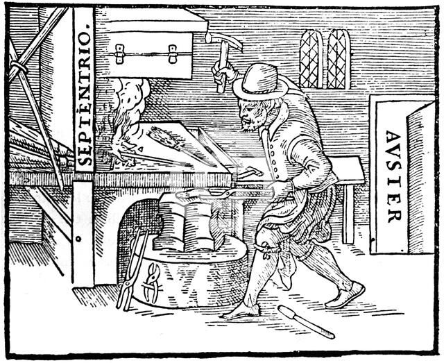 Forging a magnet, 1600. Artist: Unknown