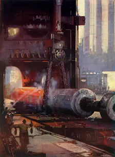 Forging a Propeller Shaft for a Large Liner c1930. Creator: Unknown