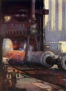 Forging a Propeller Shaft for a Large Liner c1930. Creator: Unknown
