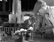Forging at the foundry of AT Green & Sons Ltd, Rotherham, South Yorkshire, 1963. Creator: Michael Walters